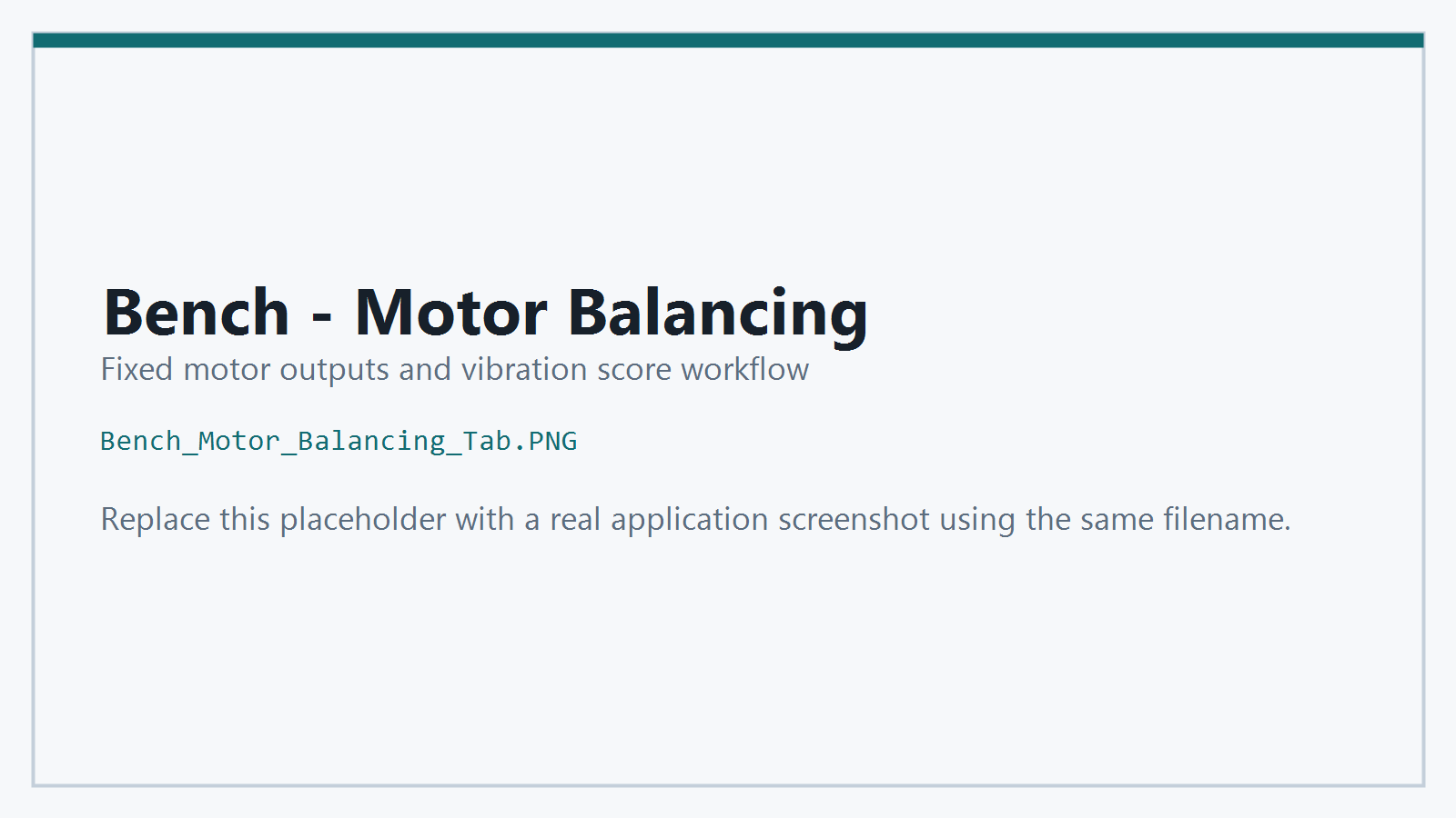 Bench Motor Balancing Tab screenshot