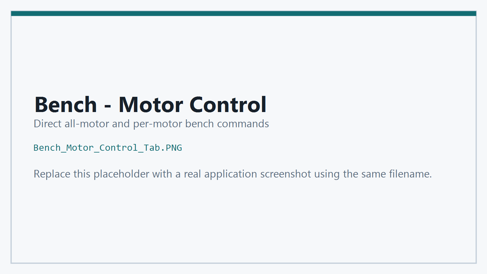 Bench Motor Control Tab screenshot