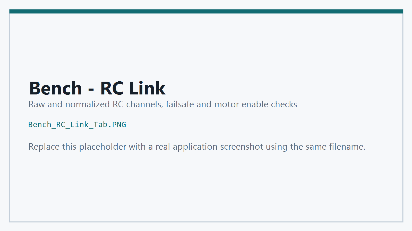 Bench RC Link Tab screenshot