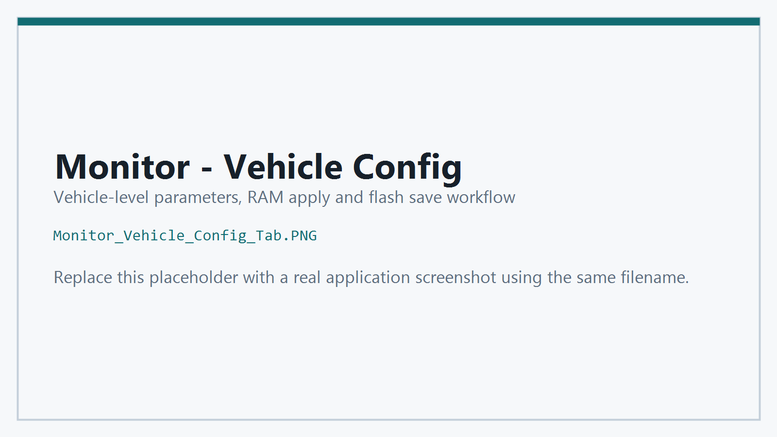 Monitor Vehicle Config Tab screenshot